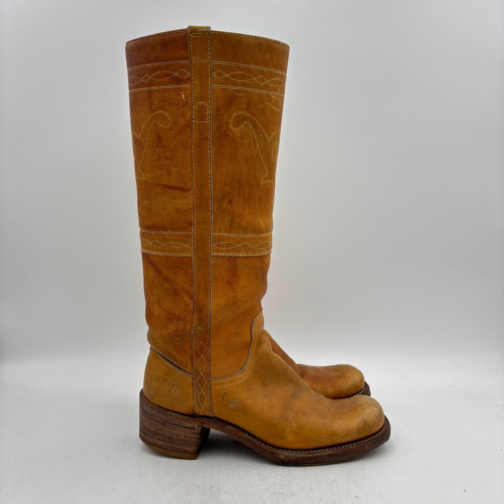 Vintage 70s Frye Black Label Campus 16" Leather Cowboy Western Boots Women's 8B - Picture 3 of 16